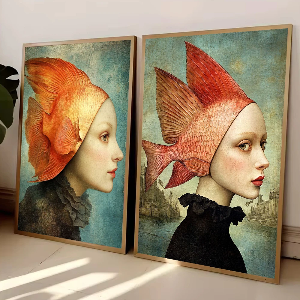 Abstract Woman Canvas Painting Surrealism Wall Art Funny Woman Portrait Poster Print For Office Bedroom Living Room Home Decor - Image 2