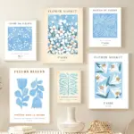 Blue Line Flower Market Dried Flowers Wall Art Poster Prints Nordic Canvas Painting Abstract Pictures For Living Room Home Decor