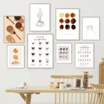 Coffee Cup Abstract Line Drawing Art Print Black White Minimalist Poster Wall Art Canvas Painting Cafe Shop Kitchen Modern Decor