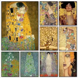 Classic Famous Gustav Klimt Abstract Figure Artwork KissTree of Life Poster Print Canvas Painting Wall Picture Home Decor Cua