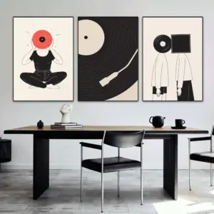 Simple Black and White Music Vinyl Record Minimalist Wall Art Print Canvas Painting Posters for Living Room Modern Home Decor