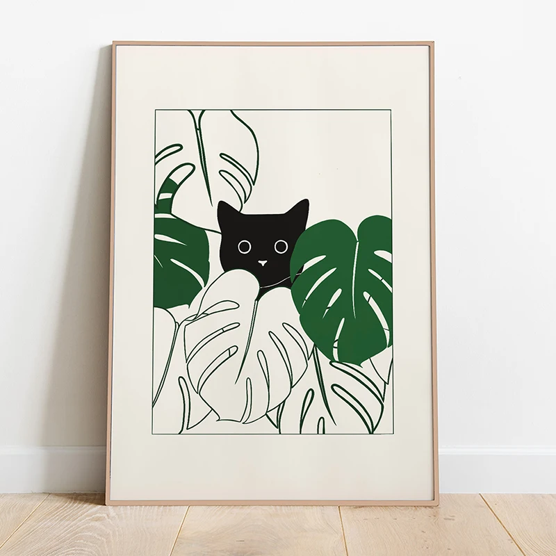Minimalist Aesthetic Cute Animal Wall Art Illustration Poster Sleepy Kitties Canvas Painting Home Decor Cat Lover Gift - Image 2