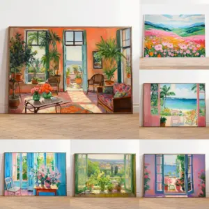 Vintage Matisse Summer House Flower Field Poster Canvas Printing Scenery Trendy Wall Art Picture for Living Room Home Decor