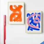 Modern Abstract Mid Century Watercolor Brush Strokes Poster Orange Canvas Print Painting Wall Art Picture Living Room Home Decor