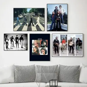 Vintage Beatles Band Canvas Wall Art Print  Modern Rock Music Poster for Living Room Decor  Iconic Retro Home Decoration  Perfec