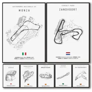 Classic Black And White Vintage Wall Art Formula 1 Imola Monaco Monza Circuit HD Oil On Canvas Posters And Home Decor Gifts