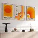 Orange Blue Bauhaus Print Set Mid-Century Modern Abstract Wall Art Home Decor Canvas Print Gift Poster Simple Decoration Poster