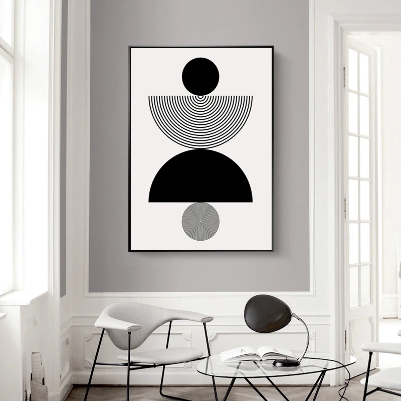 Abstract Modern Art Geometrical Shapes Poster Canvas Painting Black White Wall Art For Living Room Home Decoration Mural - Image 3