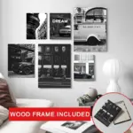 Black and White City Street Poster with Frame  Nordic Canvas Painting for Living Room Wall Decor Home Decoration Art