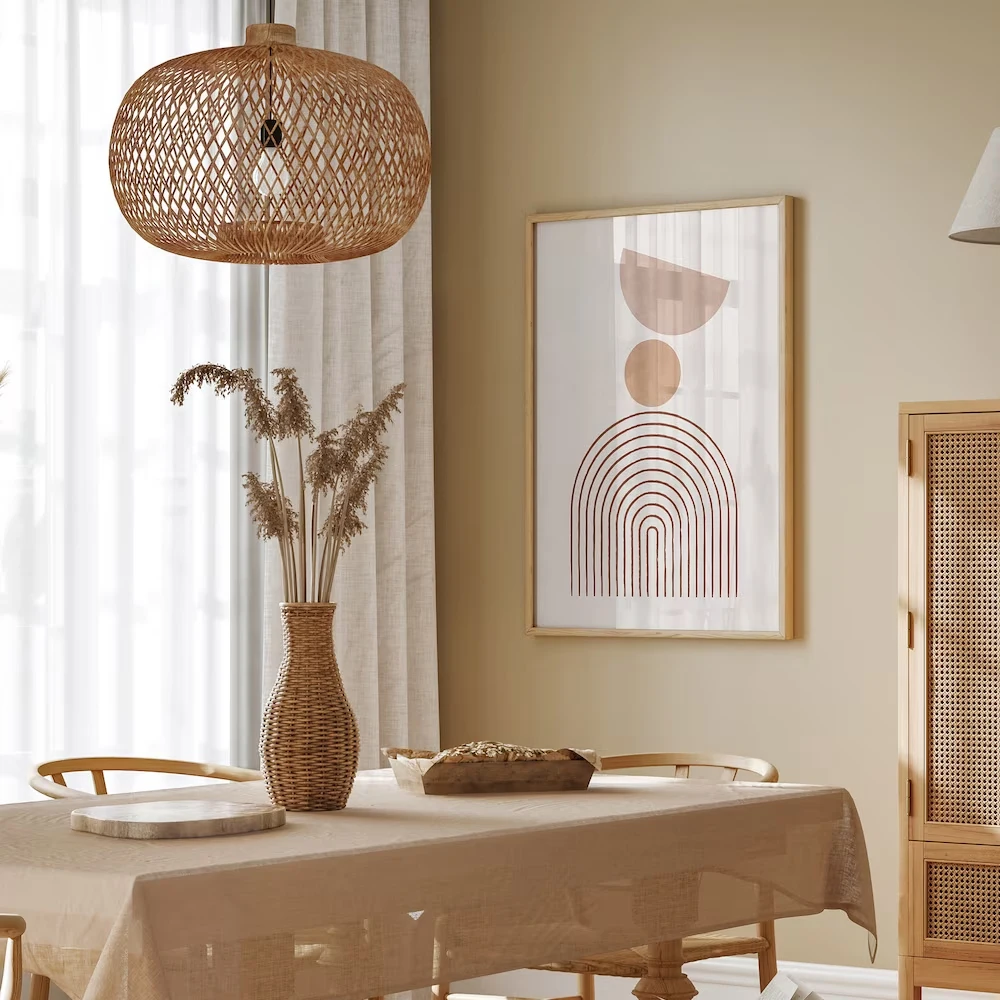 1PC/3PCS Frameless Bohemian Abstract Geometric Prints Posters Canvas Painting Modern Beige Minimalist Plant Wall Art Home Decor - Image 5