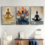 Yoga Meditation Yoga Posture Canvas Print Minimalist Zen Buddha Statue Wall Art Poster for Modern Living Room Bedroom Home Decor