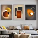 Modern Minimalist Abstract Geometric Canvas Painting in Orange  Wall Art Posters  Prints for Living Room Bedroom Home Decor
