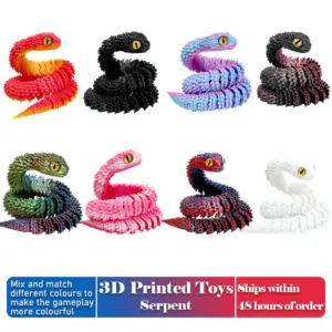 Realistic Articulated Snake Figure - 3D Printed Reptile Model for Desk Display DIY Crafts Unique Home Office Decoration Gift