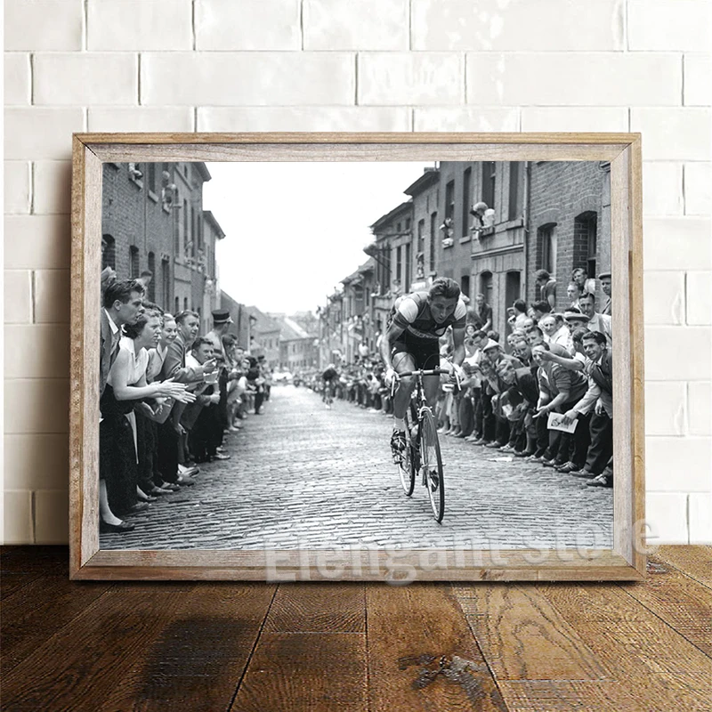 Black White Cycling Photography Art Prints Vintage Bicycle Poster Jacques Anquetil Tour de France 1957 Canvas Painting Men Cave - Image 5