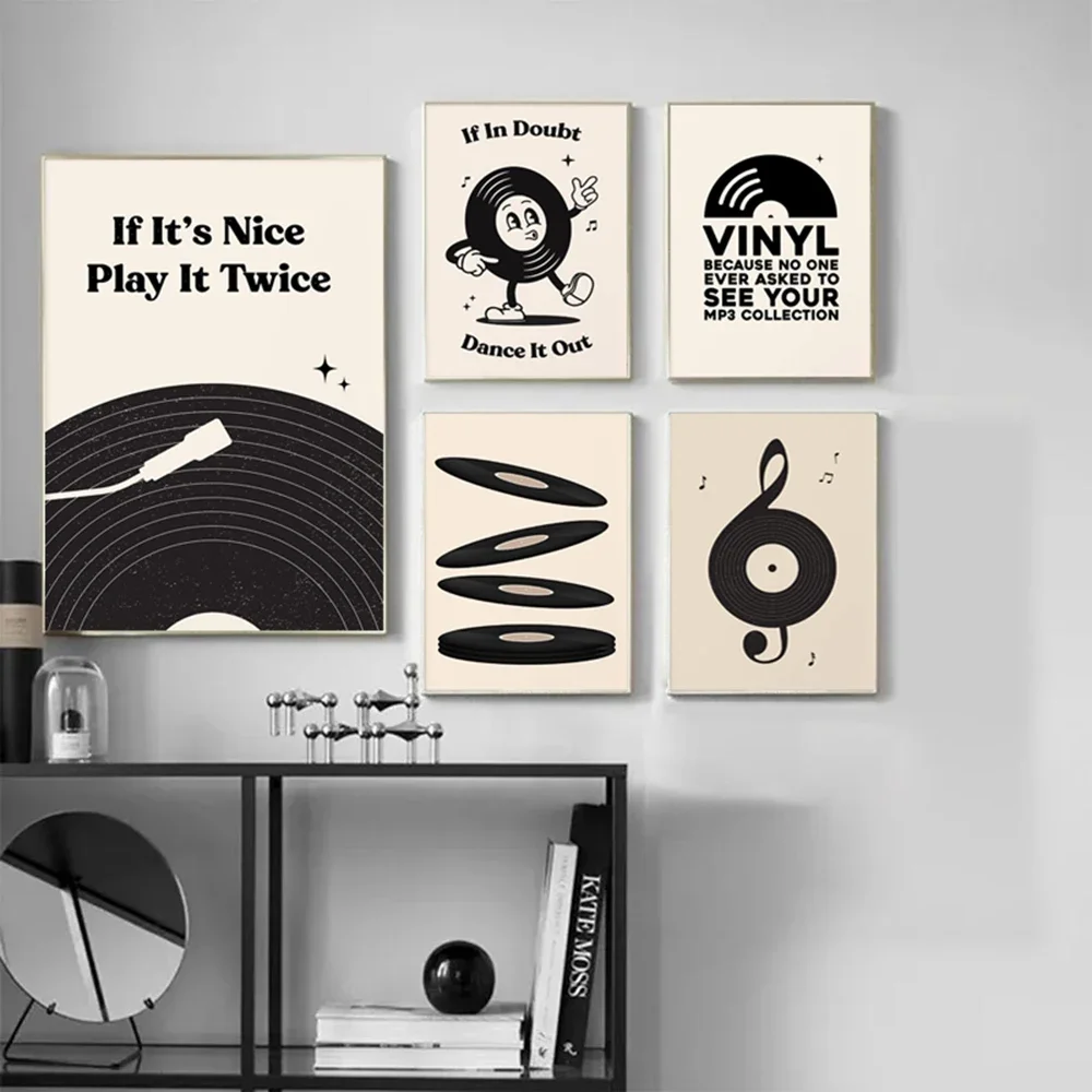 Simple Black and White Music Vinyl Record Minimalist Wall Art Print Canvas Painting Posters for Living Room Modern Home Decor - Image 3
