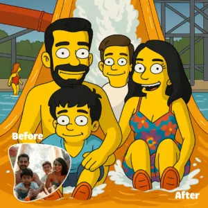 Custom Your Simpsons Family Portrait Personalized Cartoon Drawing from Couples Famliy Photo For Home Decor Unique Gift Idea