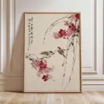 Japanese-style Bird Poster Cherry Blossom Wall Decoration Zen-inspired Home Decor Traditional Floral Wall Decoration - Frameless
