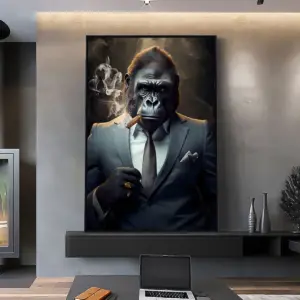 Nordic Gorilla Wear Suit Wall Art Canvas Painting Abstract Aesthetics Animal Monkeys Poster Print Picture for Modern Home Decor