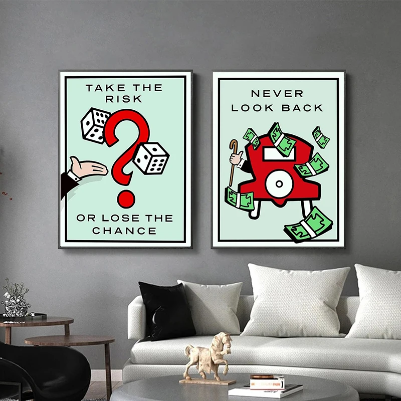 Monopoly Millionaire Money Canvas Poster Print Inspirational Quote Canvas Painting Wall Art Pictures for Living Room Home Decor