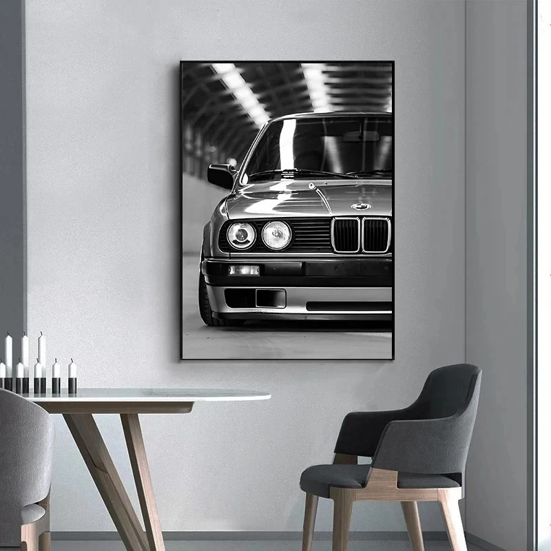 Modern Black and White Luxury Car Wall Art-HD Canvas Poster Prints for Home Decoration | Simple Chic Art for Bedroom and Living - Image 3