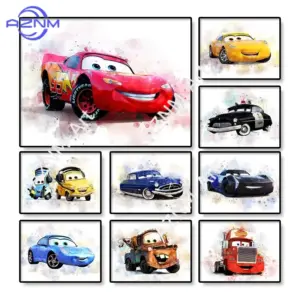 1PC Disney Cars Lightning McQueen and Mater Prints Art Poster Canvas Painting Boys Room Birthday Gift Home Decor Cudros
