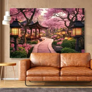 Cherry Blossom Garden Tapestry - Perfect for Home Décor, Adding a Touch of Serenity and Natural Beauty to Your Living Space