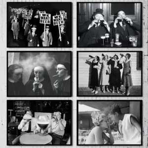 Vintage Black and White Art Poster Beer Picture Beer Drinkers Canvas Painting Wall Art Home Decor Print Bar Room Mural Cuadros