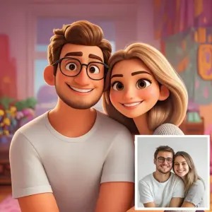 Custom Cartoon Style Portrait from Photo Personalized Cartoon Christmas Gift for Couples Family Kids - Unique Wall Art Poster