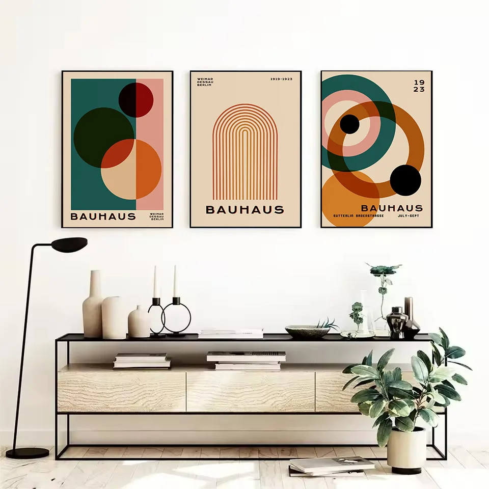 Retro Original Bauhaus Abstract Graphic Exhibition 1923 Colorful Mid Century Poster Canvas Painting Wall Art Picture Home Decor - Image 2