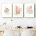 Modern Abstract Beige Pink Geometric Canvas Painting Boho Poster and Print Wall Art Pictures for Bedroom Living Room Home Decor