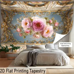 Ultra Large Luxury Floral Tapestry, Exquisite Flowers HD Digital Print Polyester Wall Hanging for Living Room Bedroom Decor,