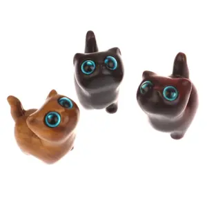 Charming Wooden Kitten Figurine - Handcrafted Cat Decor For Home, Perfect Gift Idea Cat Figurine Cat Accessories
