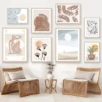 Boho Leaf Beach Sailboat Abstract Girl Geometry Posters And Prints Canvas Painting Wall Art Pictures For Living Room Home Decor