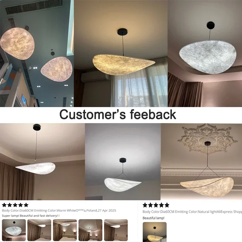 Nordic Tense High Quality Handmade Silk LED Wabi Sabi Pendant Light for Living Dining Room Home Decor Adjustable Hanging Lamp - Image 3
