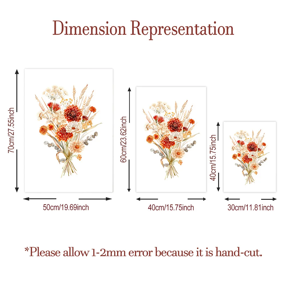 Autumn Floral Wall Poster Orange Red Combination Bouquet Painting Neutral Minimalist Print Living Room Bedroom Decor No Frame - Image 2