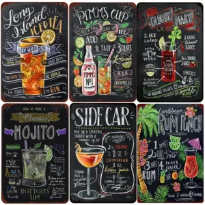 Cocktail Ingredients, Vintage Rum Punch Metal Plates, Mojito Metal Sign, Bloody Mary, Painting Wall Posters, Home Decor, WY50