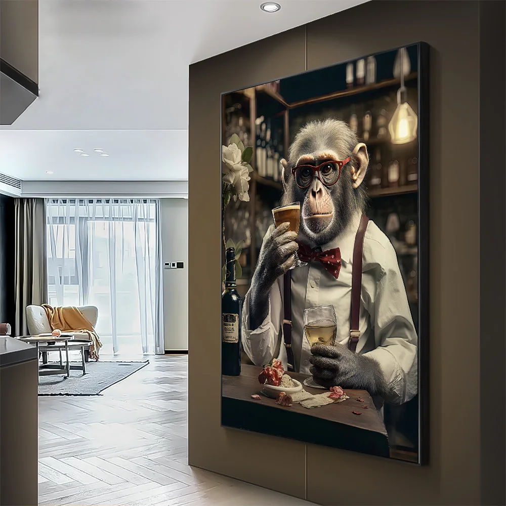 Nordic Gorilla Wear Suit Wall Art Canvas Painting Abstract Aesthetics Animal Monkeys Poster Print Picture for Modern Home Decor - Image 2