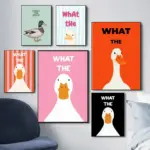 What The Duck Print Art Funny Cute Animal Poster Self-adhesive Art Waterproof Paper Sticker Coffee House Bar Room Wall Decor