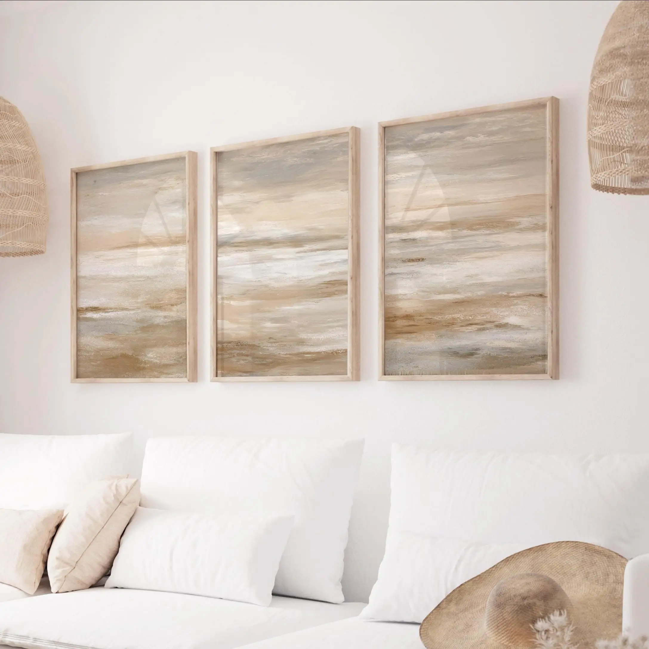 Abstract Art Print Set Cream Wall Art Beige Bedroom Art Stylish Minimal Abstract Art Prints Living Room Wall Art Neutral Decor - Image 3