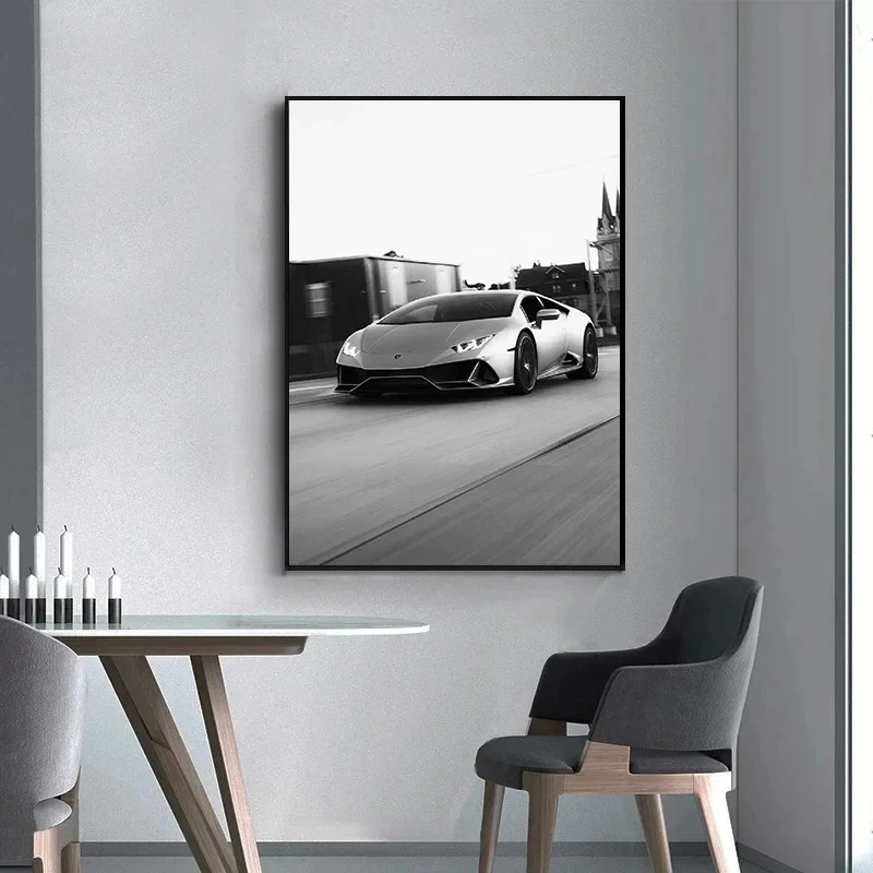 Modern Black and White Luxury Car Wall Art-HD Canvas Poster Prints for Home Decoration | Simple Chic Art for Bedroom and Living - Image 2