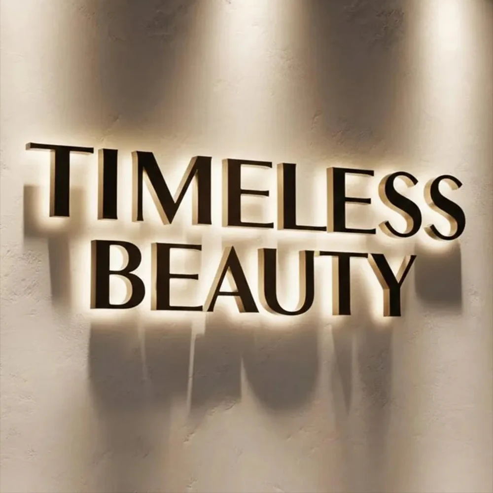 Custom Business Logo Illuminated Backlit Sign 3D Metal Letters Stainless Steel Outdoor Office Wall Signage for Dropshipping