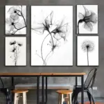 Black and white ink Flowers Poster HD art sticky wall waterproof home living room bedroom bar aesthetic decoration