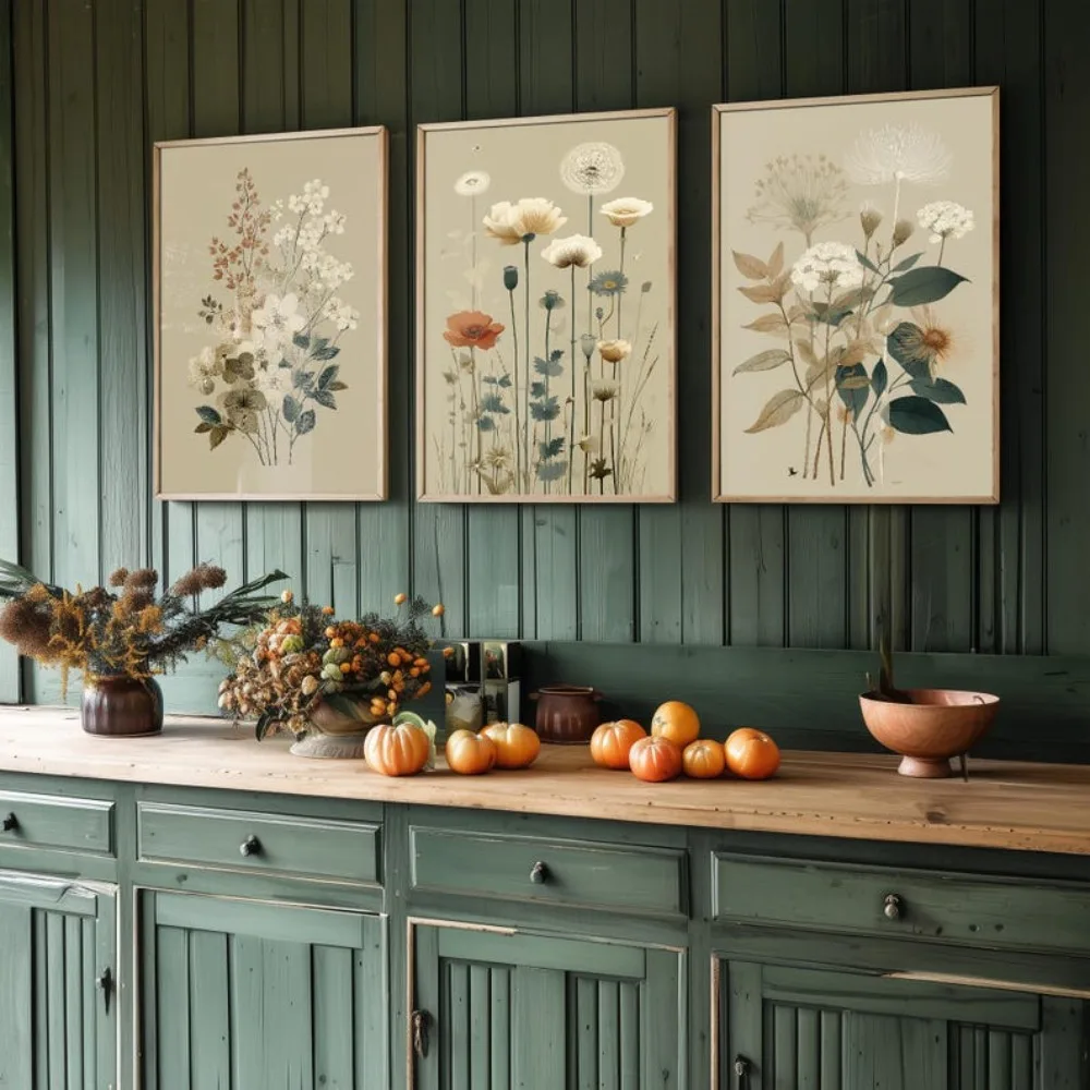 3pcs Frameless Retro Floral Prints,Plant Painting Photo Poster Wall Art Gifts,Simple Floral Printing,Living Room Bedroom Decor - Image 2