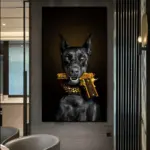 Animal Black Dog Poster Doberman Mafia Dog Poster Decorative Painting Canvas Wall Art Living Room Bedroom Decorative Mural