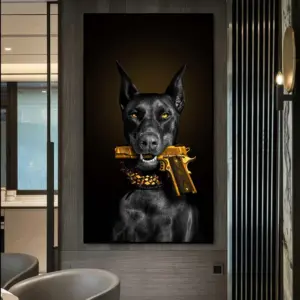 Animal Black Dog Poster Doberman Mafia Dog Poster Decorative Painting Canvas Wall Art Living Room Bedroom Decorative Mural