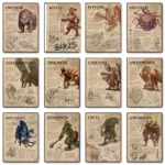 Retro D&D Monster Manual Game Posters Dungeons & Dragons Canvas Printing Wall Art Picture for Gaming Room Home Decor Gifts