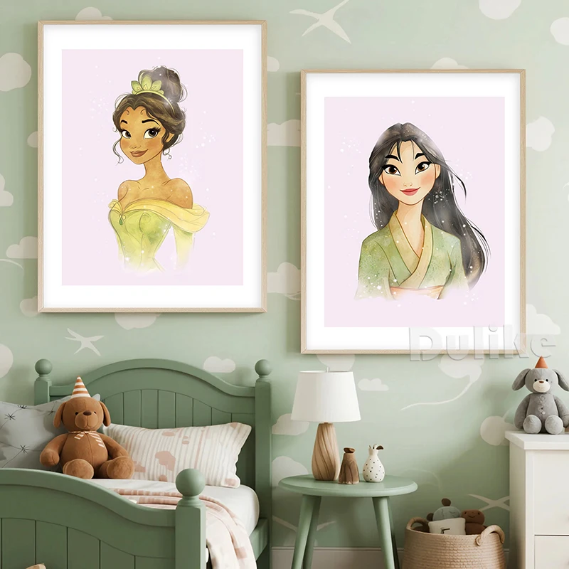 Pink Princess Castle Wall Art Prints Watercolor Nursery Cartoon Posters Boho Fairy Tale Canvas Painting Girls Room Decor - Image 4