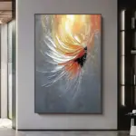 Modern Abstract Gold Fish Picture For Wall Decor Pure Handmade Texture Oil Painting On Canvas Hanging Art Poster For Living Room