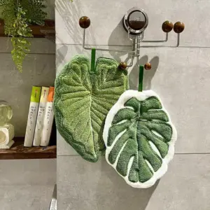 Bathroom Accessories Hand Towel Green Leaf Towels for Hands Bathroom Supplies Kitchen Handkerchief Hand Towel Bathroom Decor