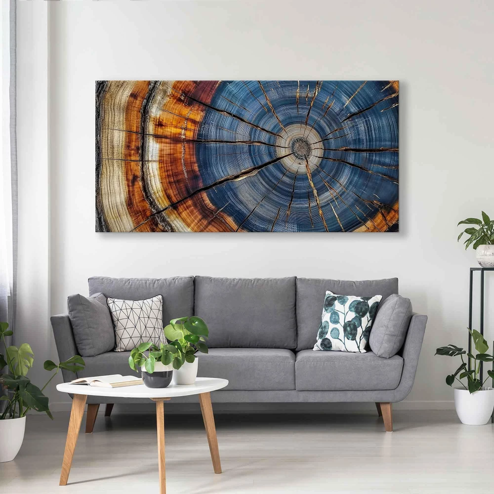 Colorful Tree Rings Canvas Print Poster Elegant Natural Wall Art Room Decor Great Design Solution for Echo Reduction Gift Poster - Image 2